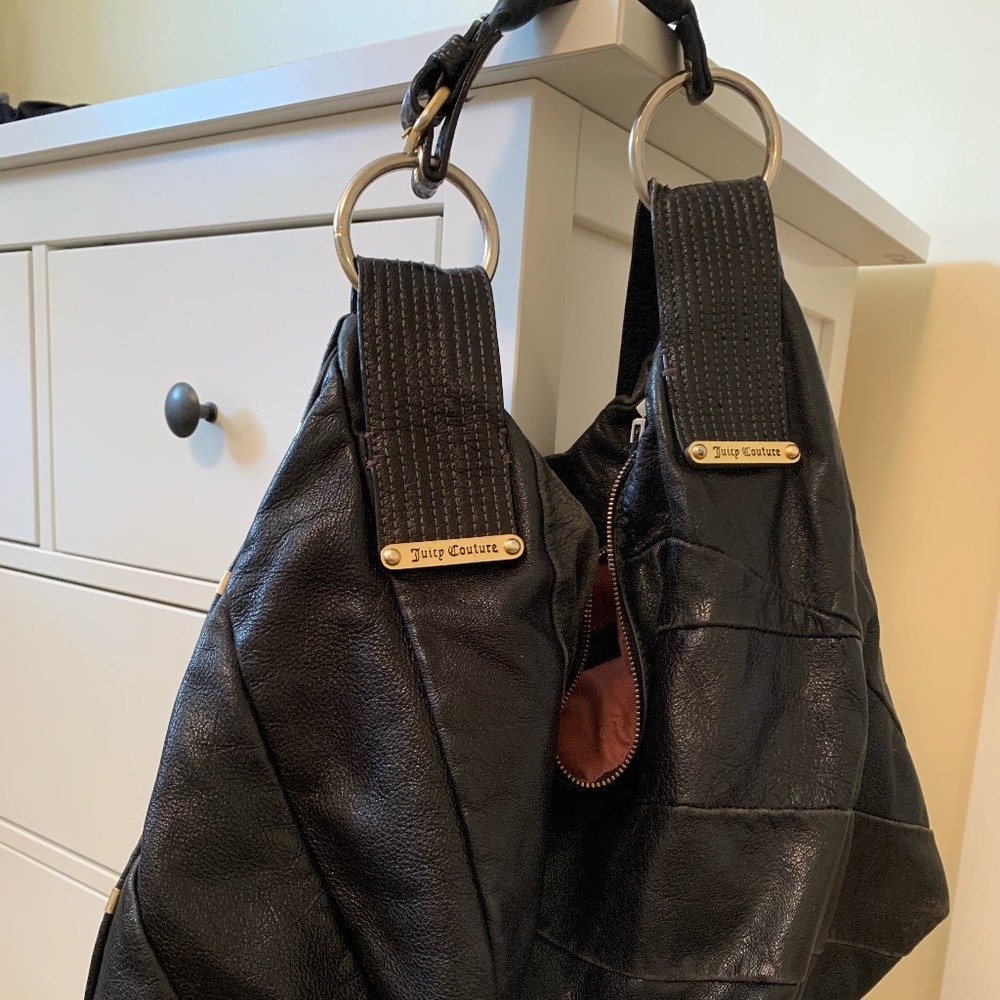 Juicy Couture Vintage Black Leather Hobo Purse